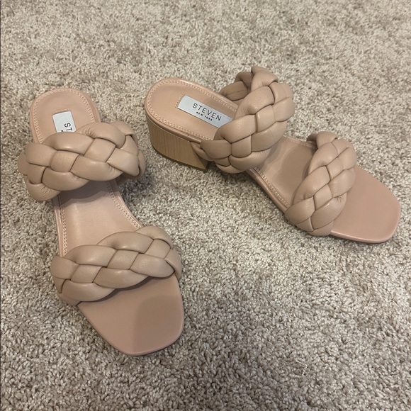 Steven New York Barrett Nude Braided Heeled Sandals - Picture 1 of 5